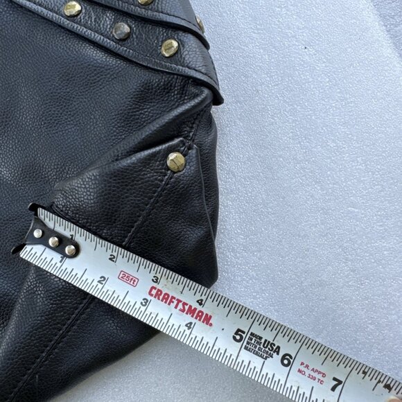 Cole Haan Black Leather Studded Hobo Bag With Brass Hardware & Braided Handle - Picture 10 of 10